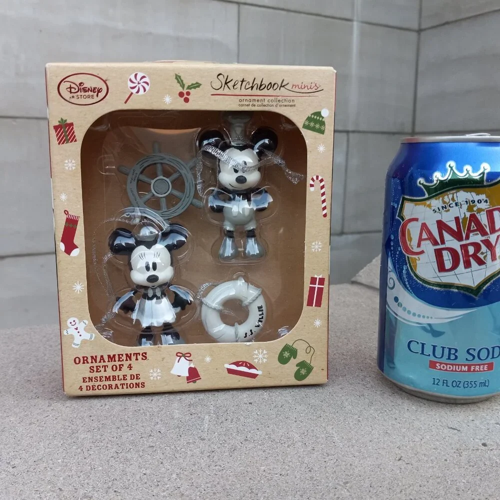 Disney Store Sketchbook Minis Mickey & Minnie Holiday Ornaments